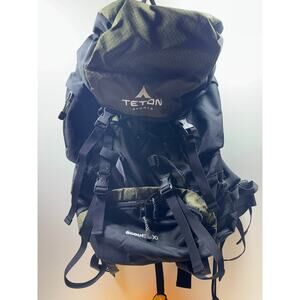 Teton Sports Scout 3400 Black Backpack Hiking Camping 55L +Rain Cover Outdoor